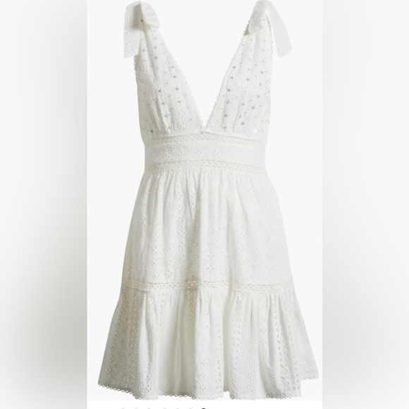 Poupette St. Barth Dresses & Skirts - Cara Sequin Eyelet Cotton Cover-Up Mini Sundress